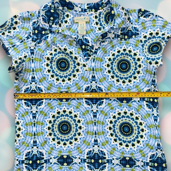 Caribbean Joe Women’s Tie-Dye Pattern Collared Shirt Top Size M - Picture 2 of 3